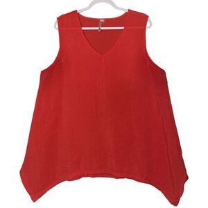 Lulu-B Size 1X tunic V-neck, Asymmetrical hem sleeveless EUC